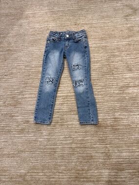 Cat & Jack Light Blue Girls Distressed Patch Jeans
